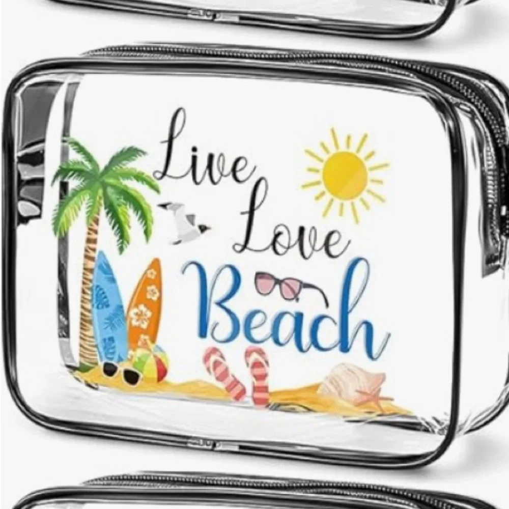 Clear Beach Theme Cosmetic Bag